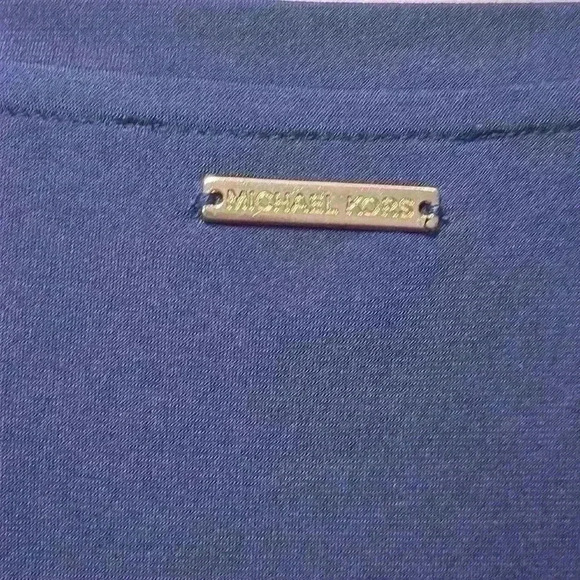 MICHAEL Kors Short Sleeve Stretch Navy Dress with Pleated Sleeves. Women Size L - Picture 6 of 10
